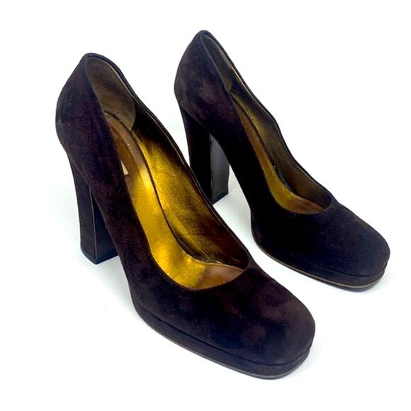 MIU MIU Chocolate Brown Suede Pumps Heels - Picture 3 of 11